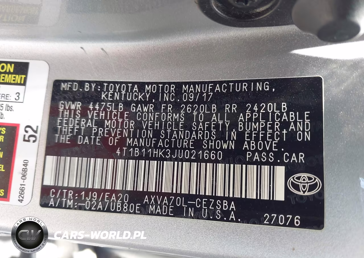 2018 Toyota Camry Se VIN:4T1B11HK3JU021660 - 9