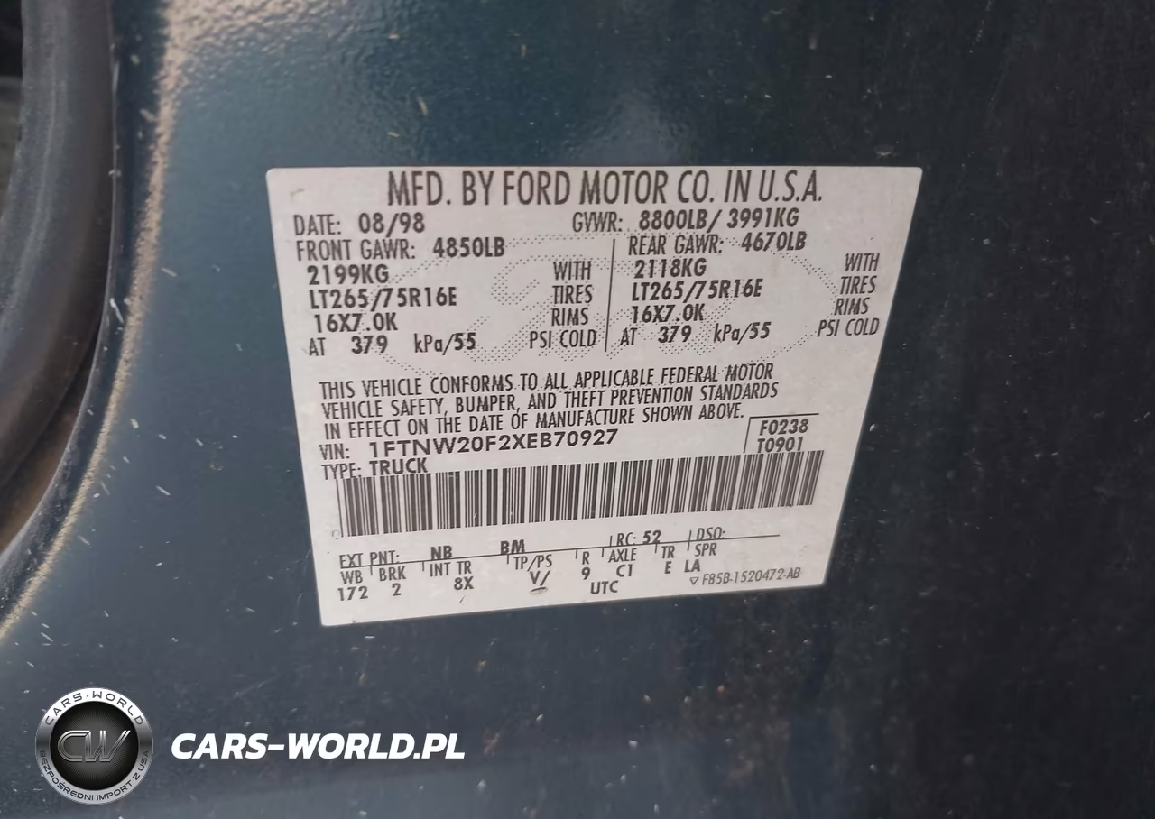 1999 Ford F-250 Lariat-Xl-Xlt VIN:1FTNW20F2XEB70927 - 9