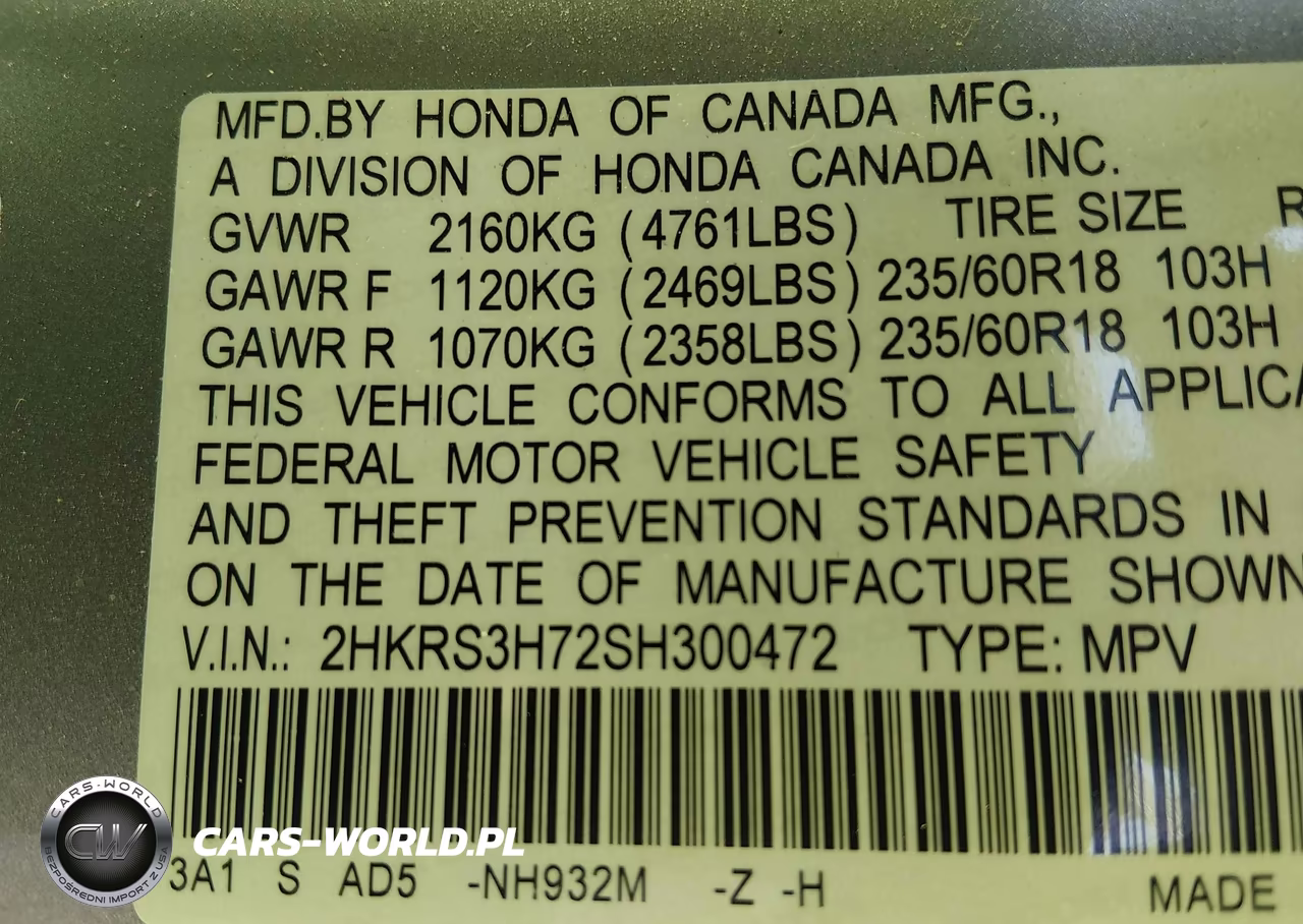 2025 Honda Cr-V Ex-L 2Wd VIN:2HKRS3H72SH300472 - 9