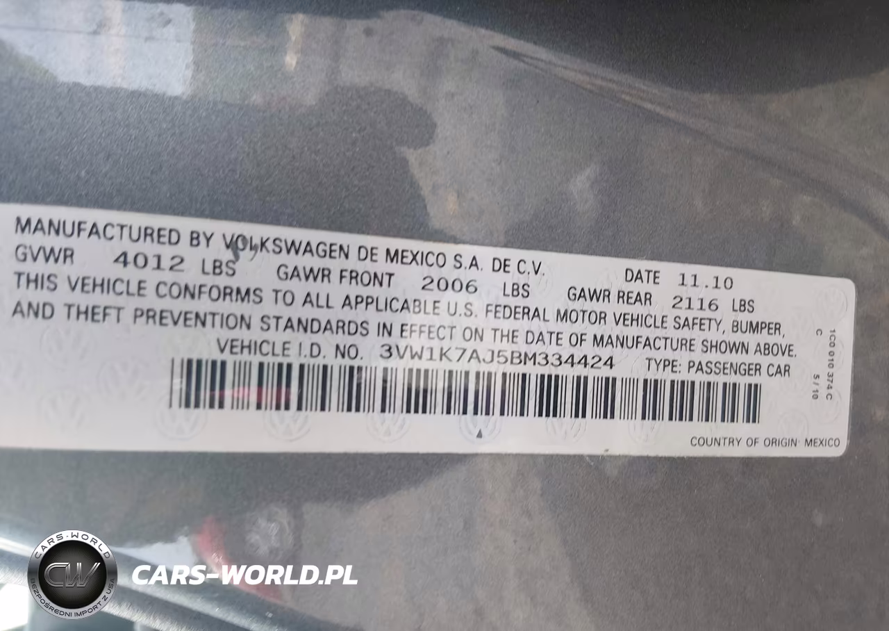 2011 Volkswagen Jetta 2.0L S VIN:3VW1K7AJ5BM334424 - 9