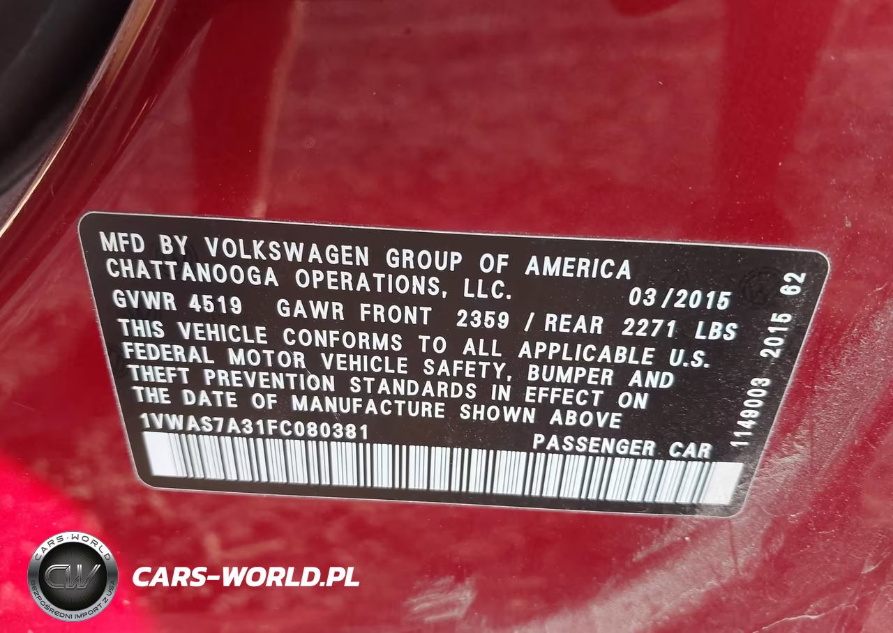 2015 Volkswagen Passat 1.8T Limited Edition VIN:1VWAS7A31FC080381 - 9