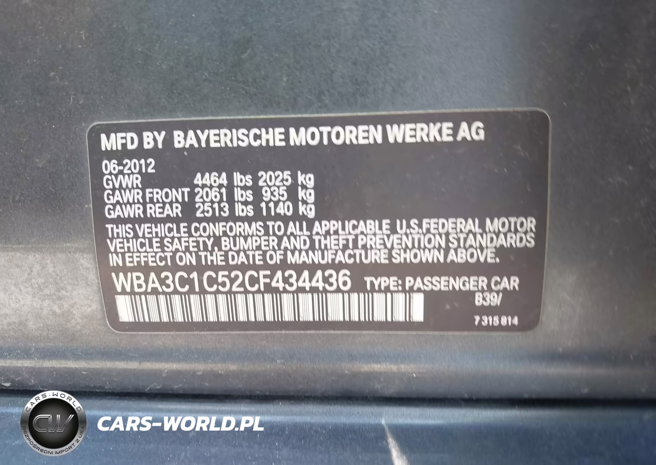 2012 BMW 328I VIN:WBA3C1C52CF434436 - 9