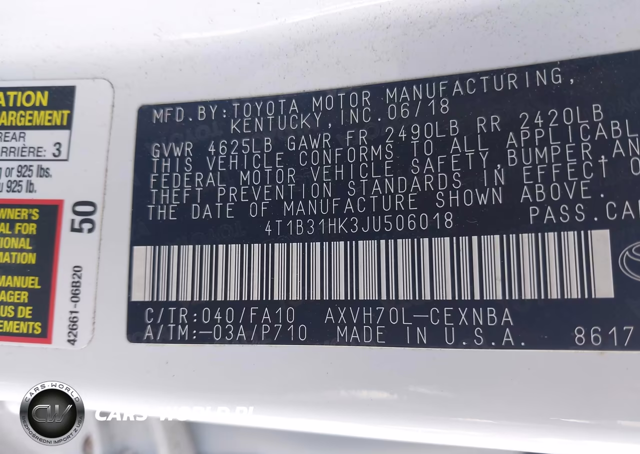 2018 Toyota Camry Hybrid Le VIN:4T1B31HK3JU506018 - 9