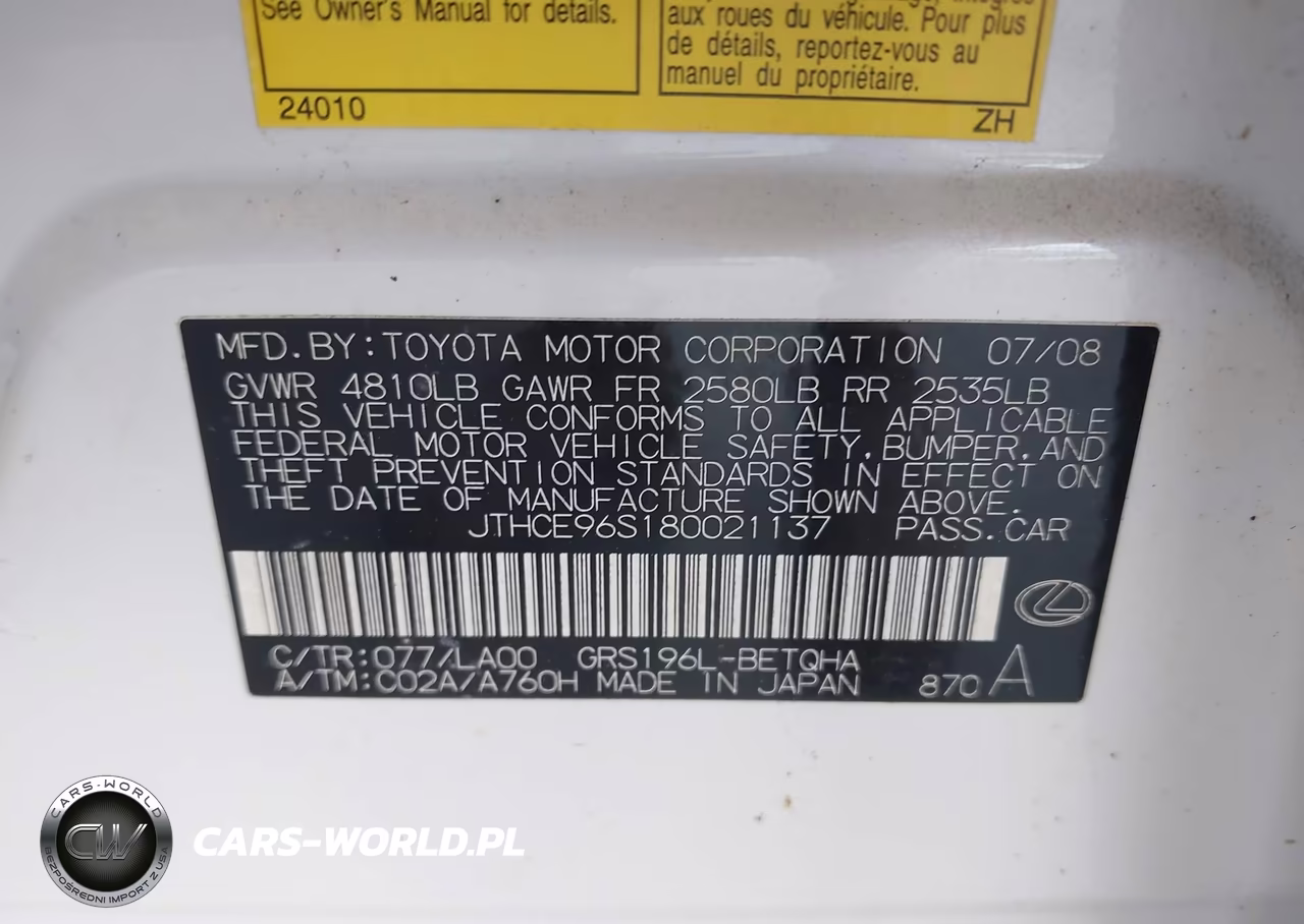 2008 Lexus Gs 350 VIN:JTHCE96S180021137 - 9
