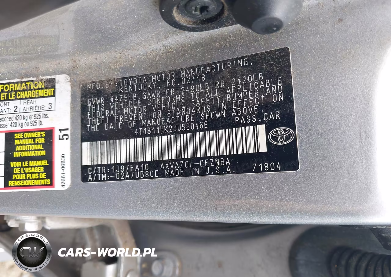 2018 Toyota Camry Le VIN:4T1B11HK2JU590466 - 9