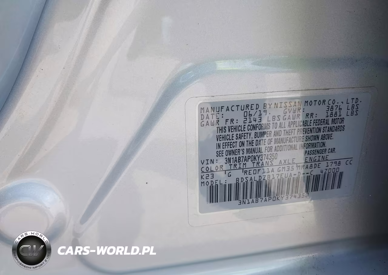 2019 Nissan Sentra Sv VIN:3N1AB7AP0KY374350 - 9