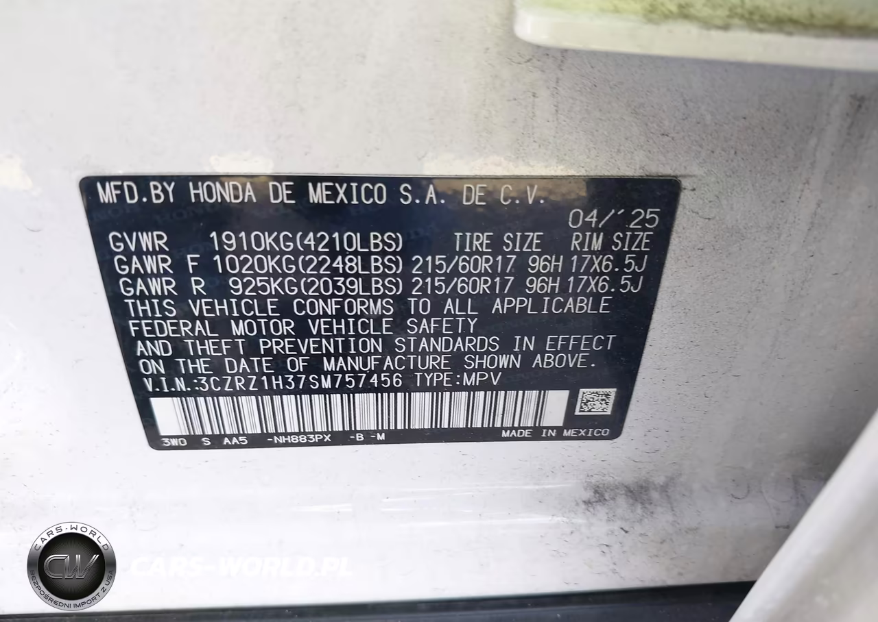 2025 Honda Hr-V 2Wd Lx VIN:3CZRZ1H37SM757456 - 9