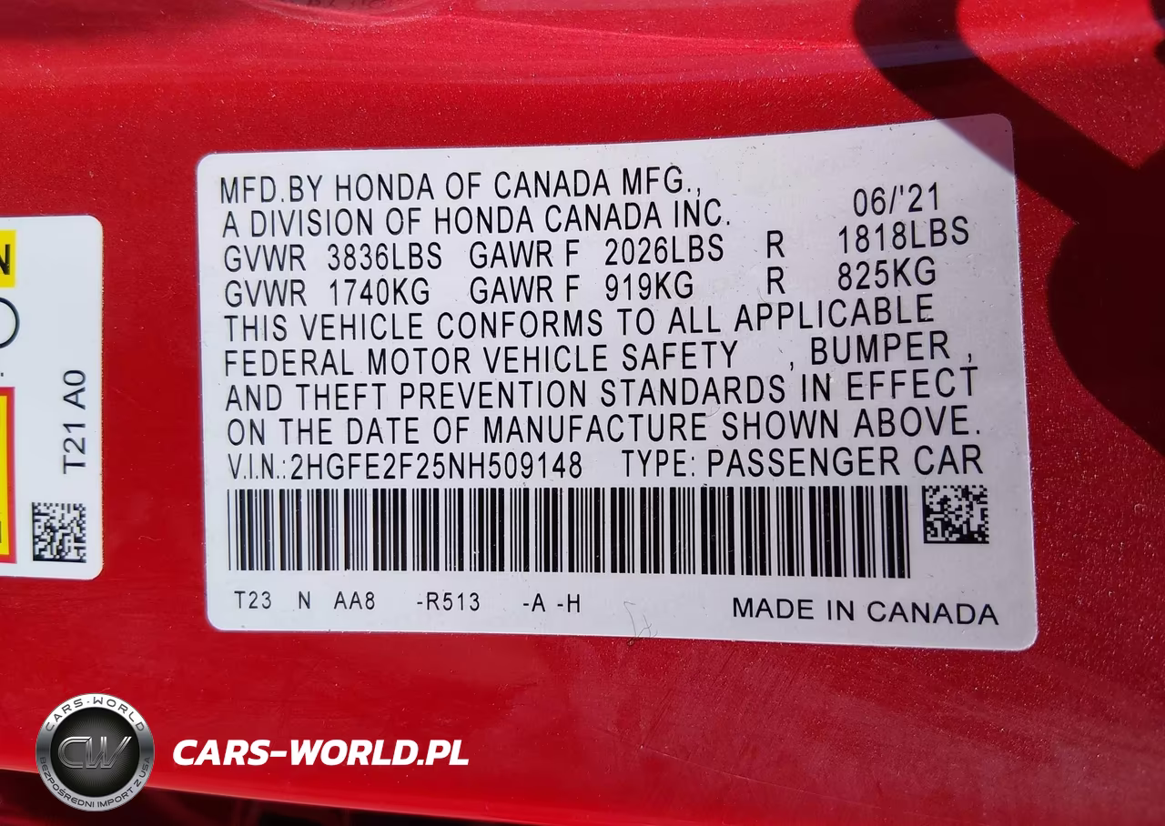 2022 Honda Civic Lx VIN:2HGFE2F25NH509148 - 9