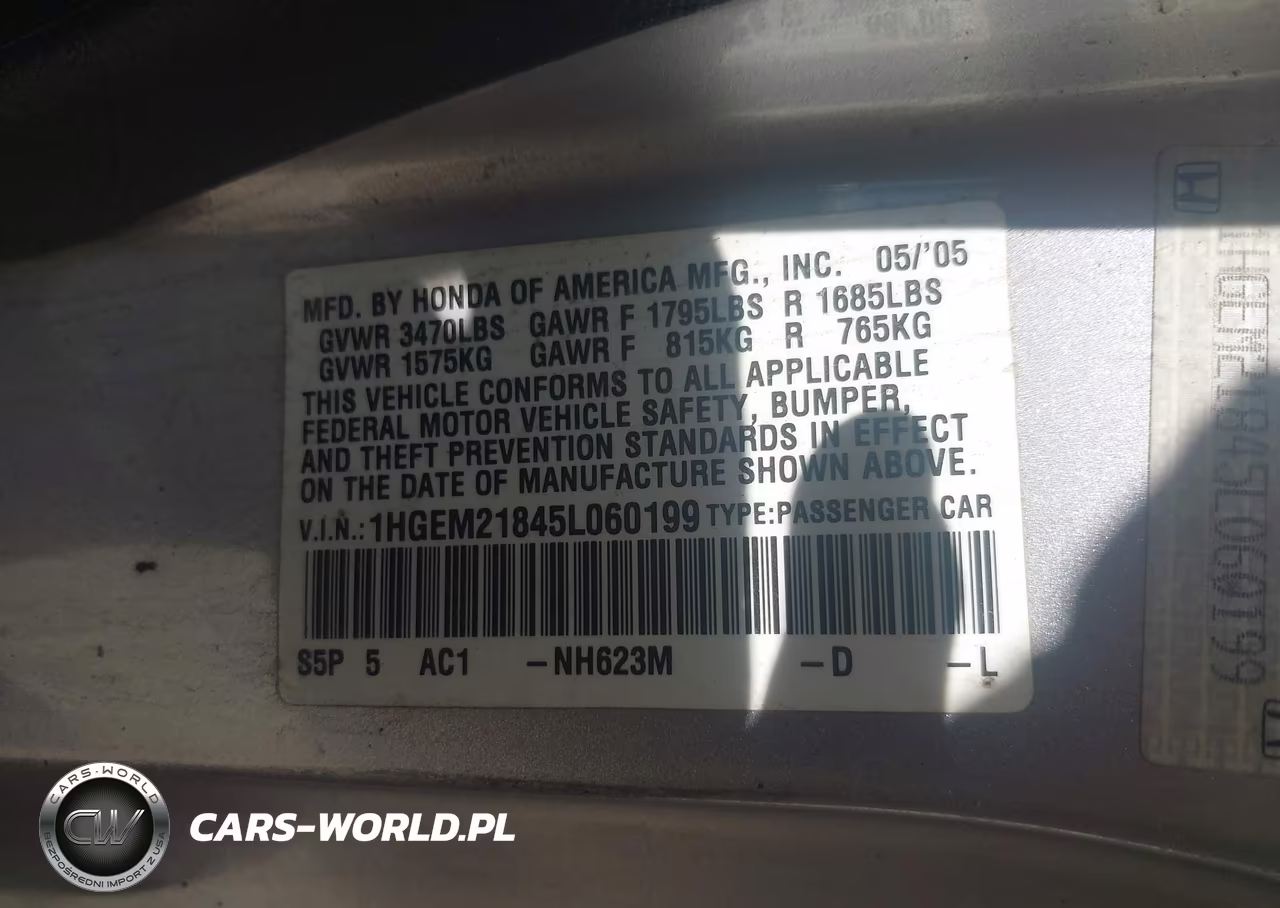 2005 Honda Civic Hx VIN:1HGEM21845L060199 - 9