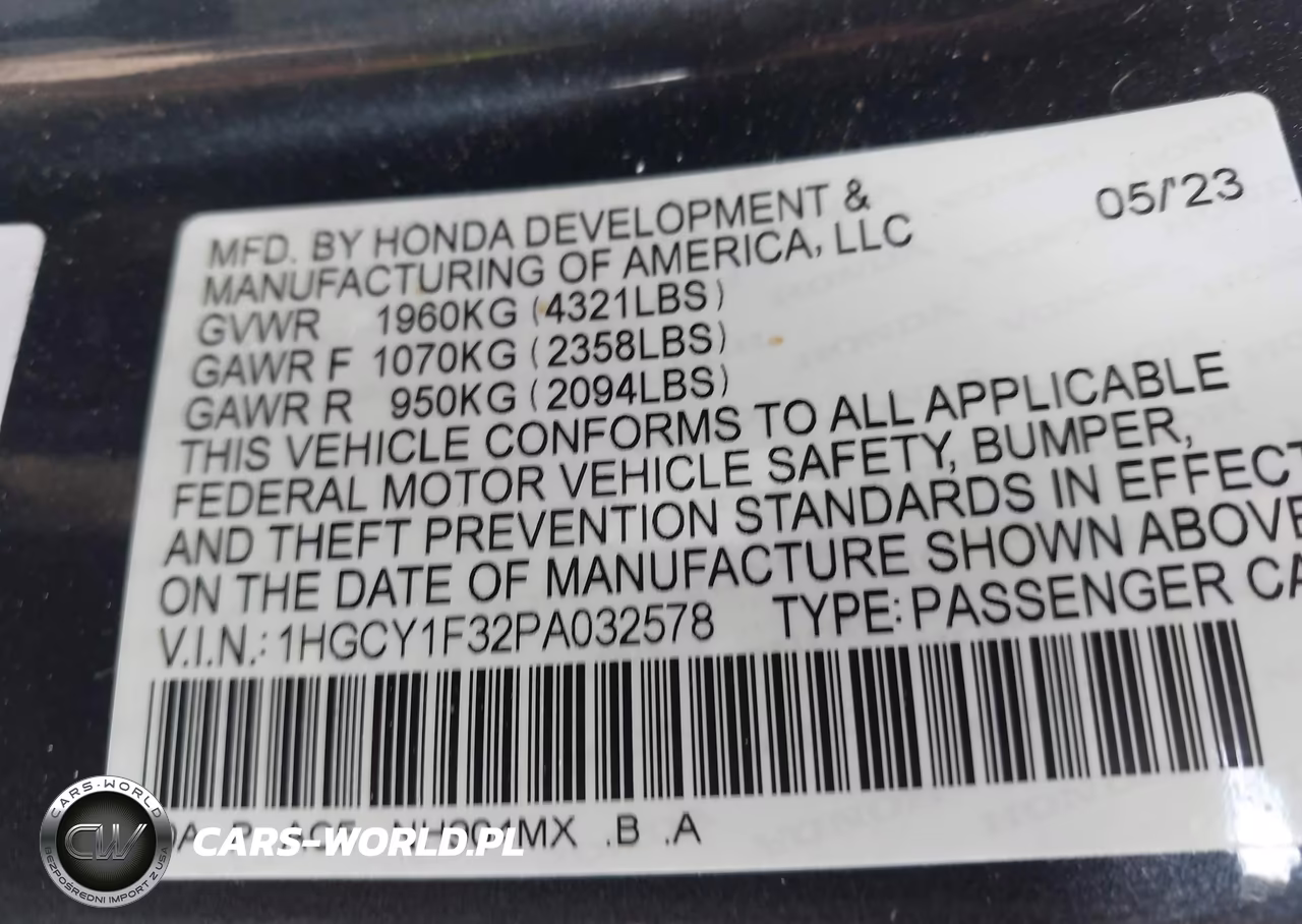 2023 Honda Accord Ex VIN:1HGCY1F32PA032578 - 9