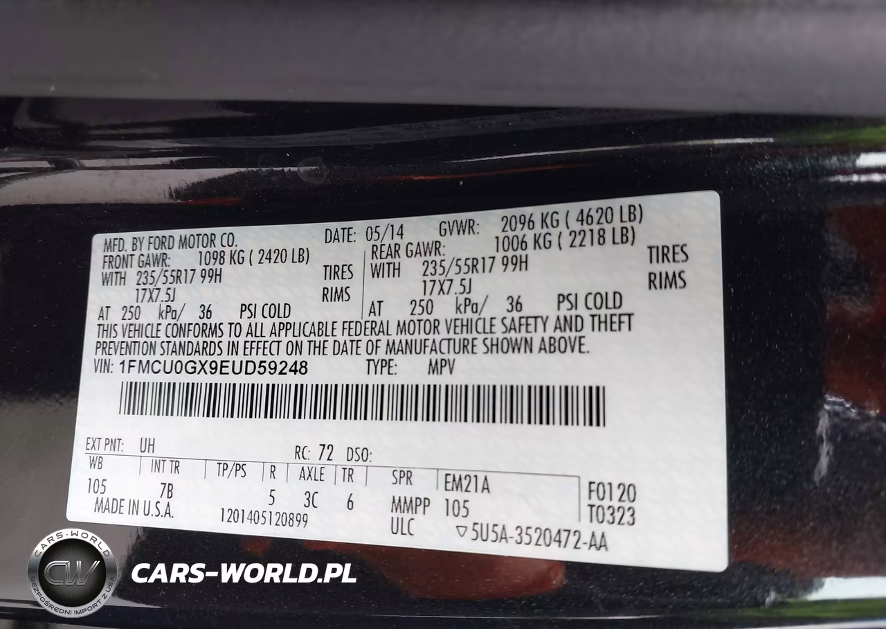 2014 Ford Escape Se VIN:1FMCU0GX9EUD59248 - 9