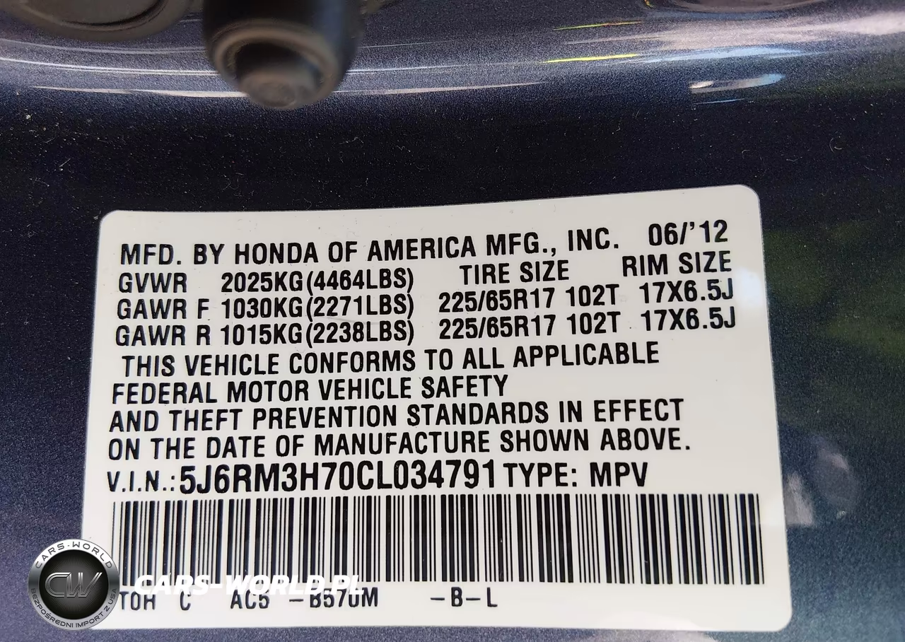 2012 Honda Cr-V Ex-L VIN:5J6RM3H70CL034791 - 9