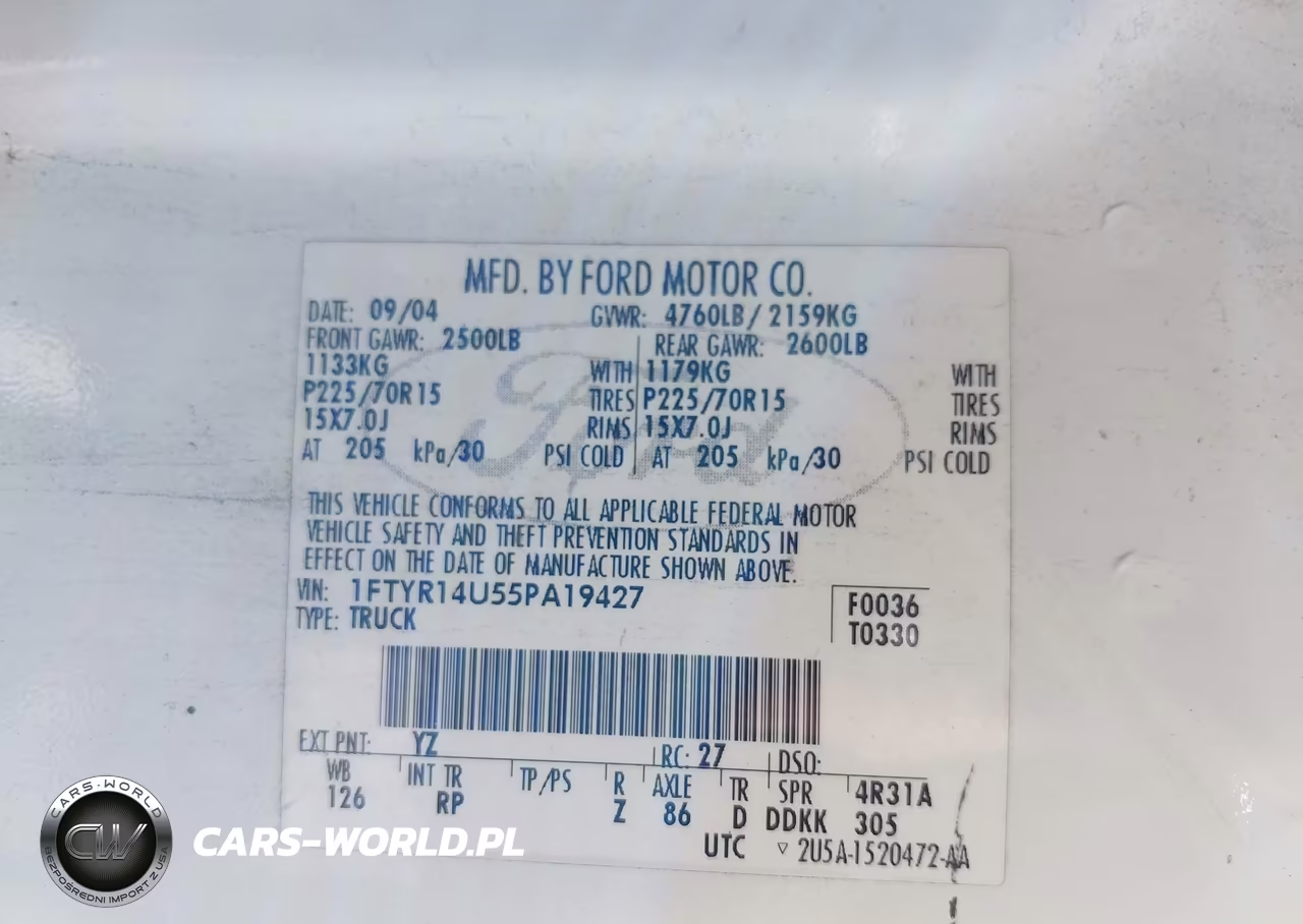 2005 Ford Ranger Edge-Stx-Xl-Xlt VIN:1FTYR14U55PA19427 - 9