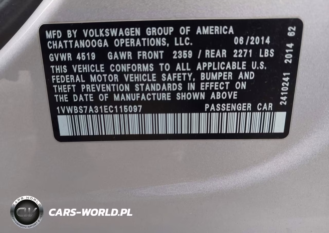 2014 Volkswagen Passat 1.8T Se VIN:1VWBS7A31EC115097 - 9