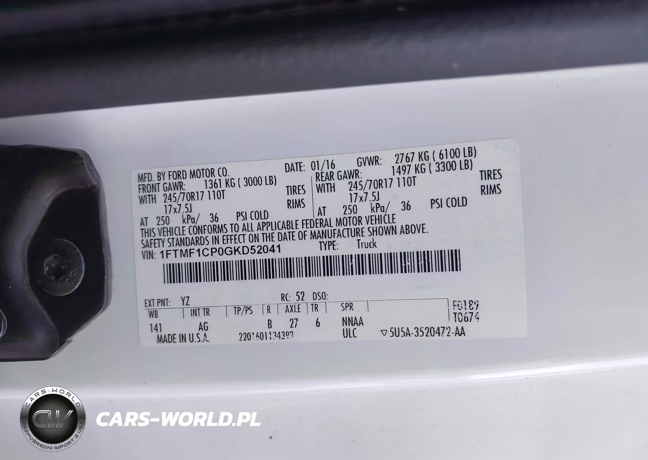 2016 Ford F-150 Xl VIN:1FTMF1CP0GKD52041 - 9