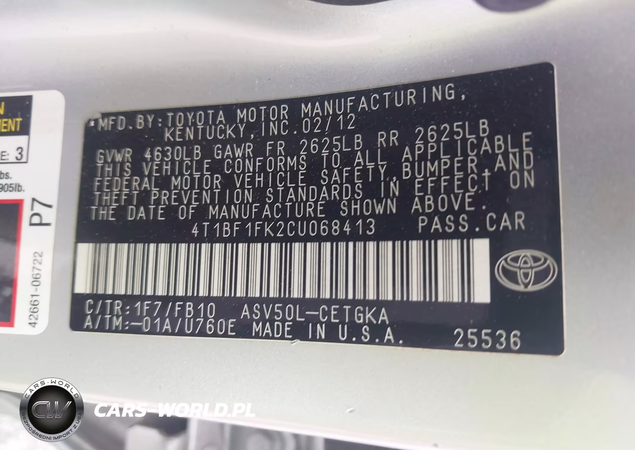 2012 Toyota Camry Xle VIN:4T1BF1FK2CU068413 - 9
