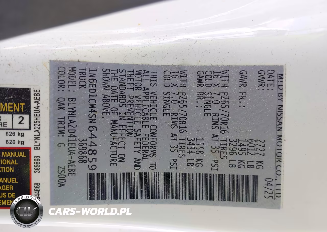 2025 Nissan Frontier King Cab S 4X4 VIN:1N6ED1CM4SN644859 - 9