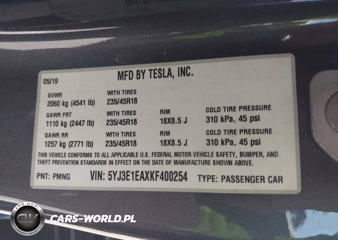 2019 Tesla Model 3 Long Range-Mid Range-Standard Range-Standard Range Plus VIN:5YJ3E1EAXKF400254 - 9