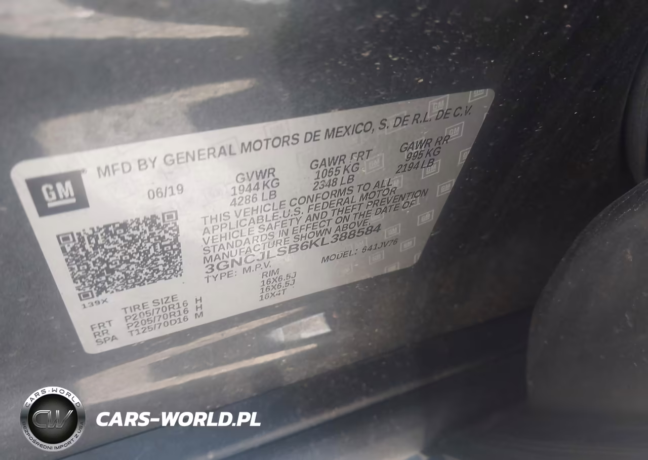 2019 Chevrolet Trax Lt VIN:3GNCJLSB6KL388584 - 9