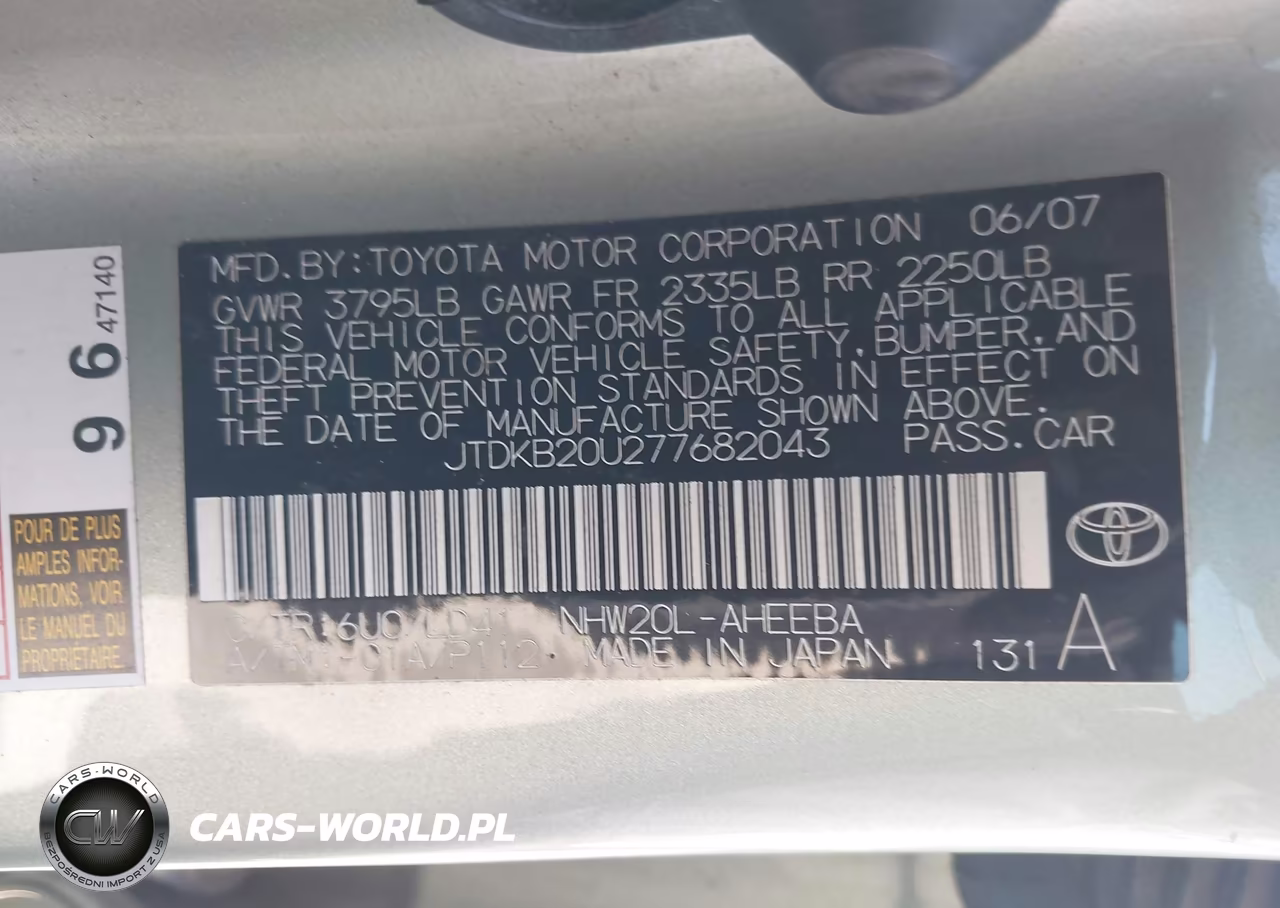 2007 Toyota Prius Touring VIN:JTDKB20U277682043 - 9