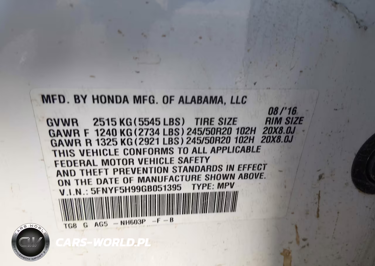 2016 Honda Pilot Touring VIN:5FNYF5H99GB051395 - 9