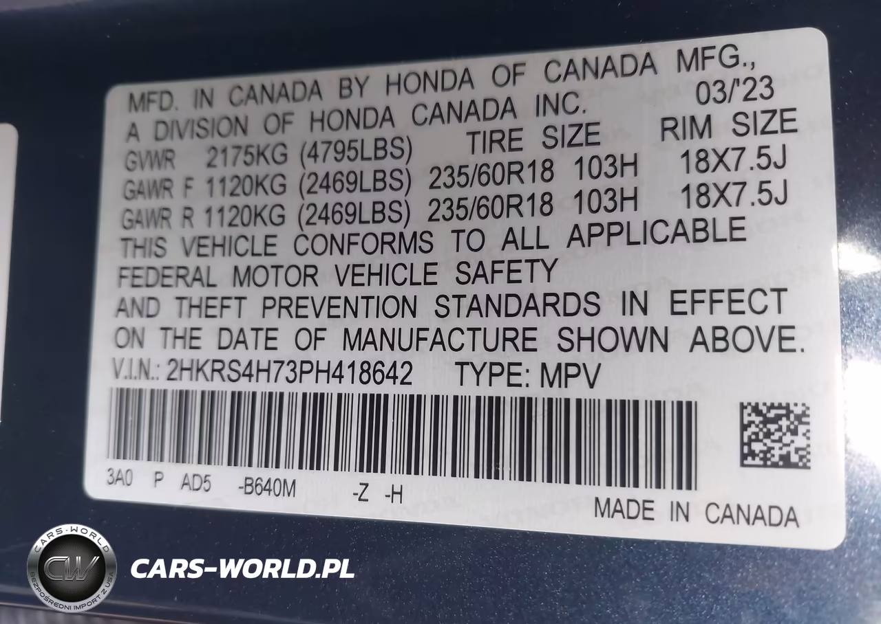 2023 Honda Cr-V Ex-L Awd VIN:2HKRS4H73PH418642 - 9