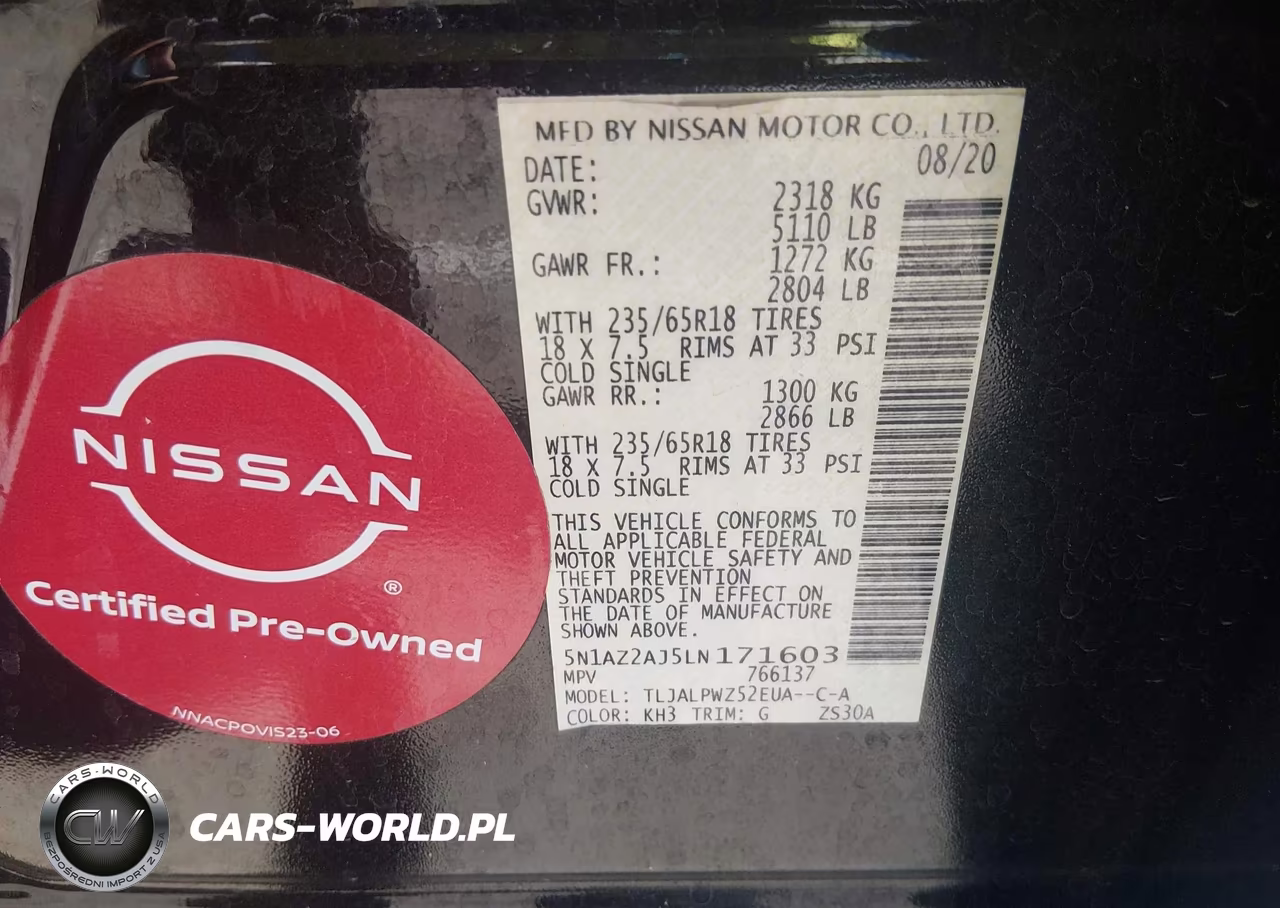 2020 Nissan Murano S Fwd VIN:5N1AZ2AJ5LN171603 - 9