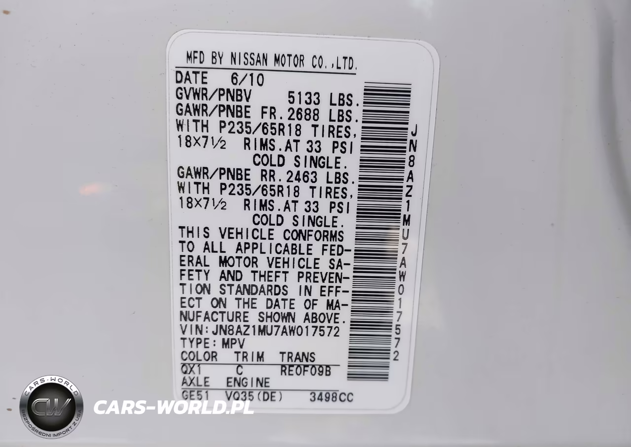 2010 Nissan Murano S VIN:JN8AZ1MU7AW017572 - 9
