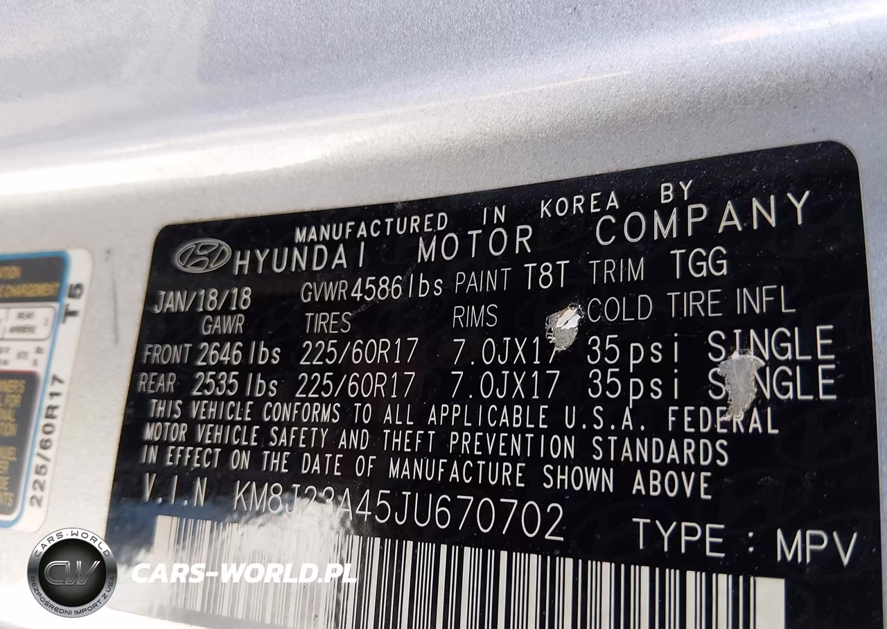 2018 Hyundai Tucson Se VIN:KM8J23A45JU670702 - 9