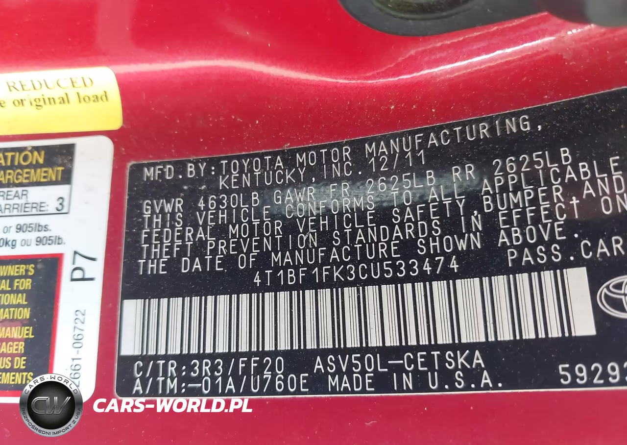 2012 Toyota Camry Se VIN:4T1BF1FK3CU533474 - 9