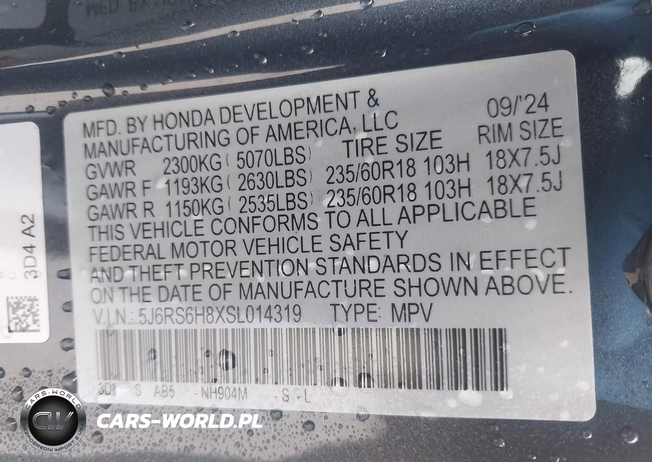 2025 Honda Cr-V Hybrid Sport-L VIN:5J6RS6H8XSL014319 - 9