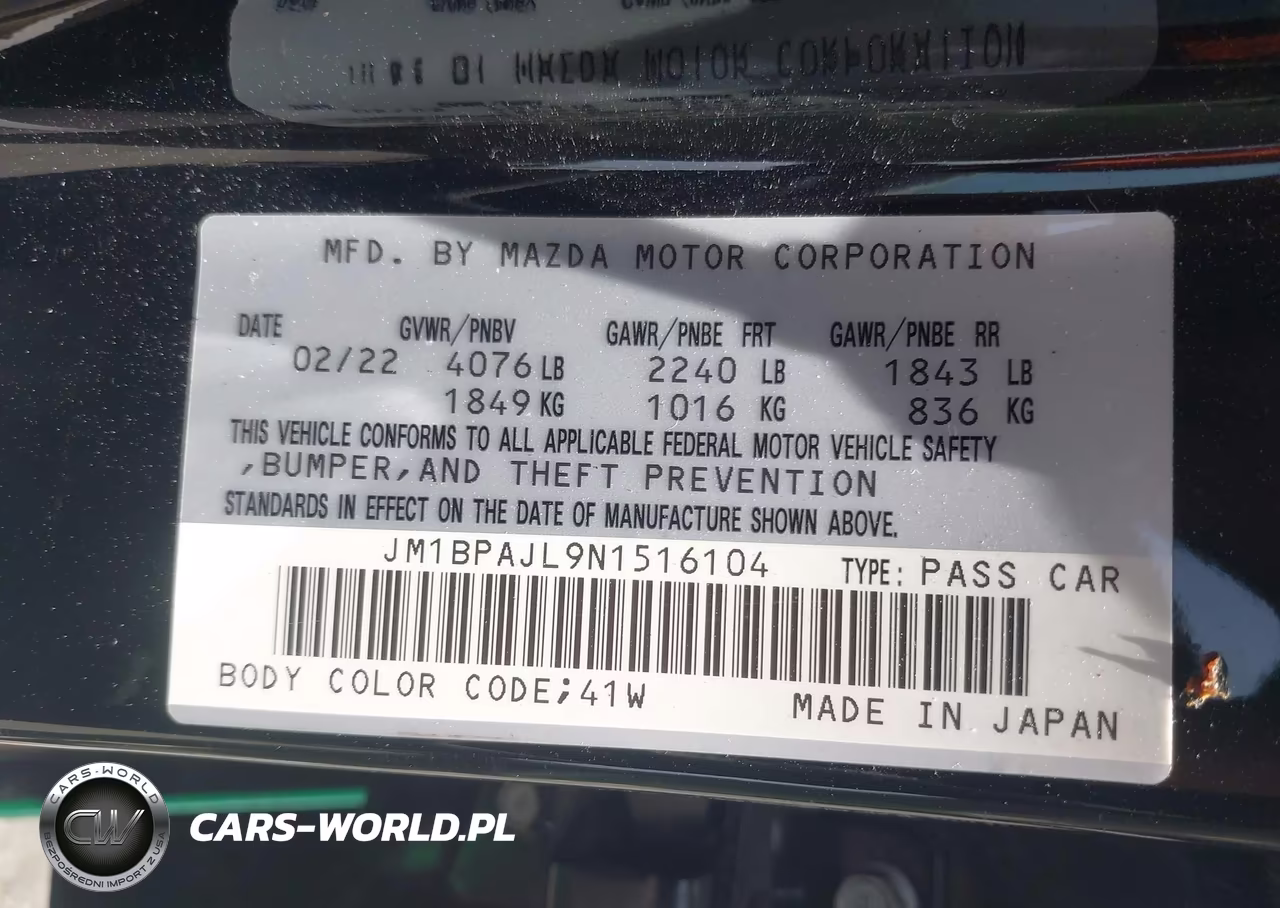 2022 Mazda Mazda3 2.5 S VIN:JM1BPAJL9N1516104 - 9