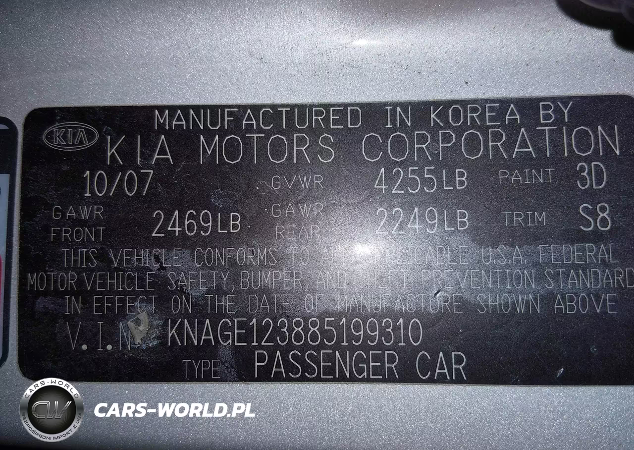 2008 Kia Optima Lx VIN:KNAGE123885199310 - 9