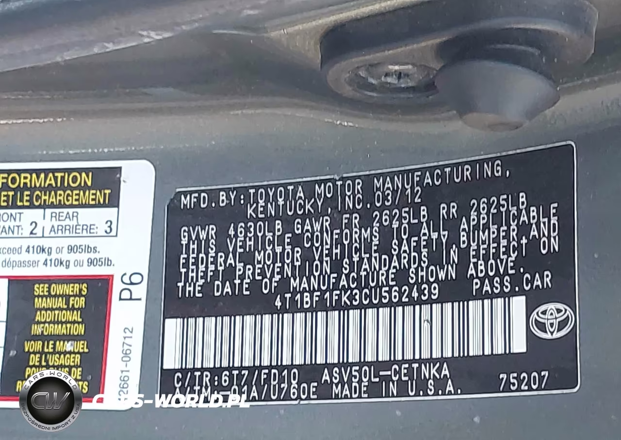 2012 Toyota Camry Le VIN:4T1BF1FK3CU562439 - 9