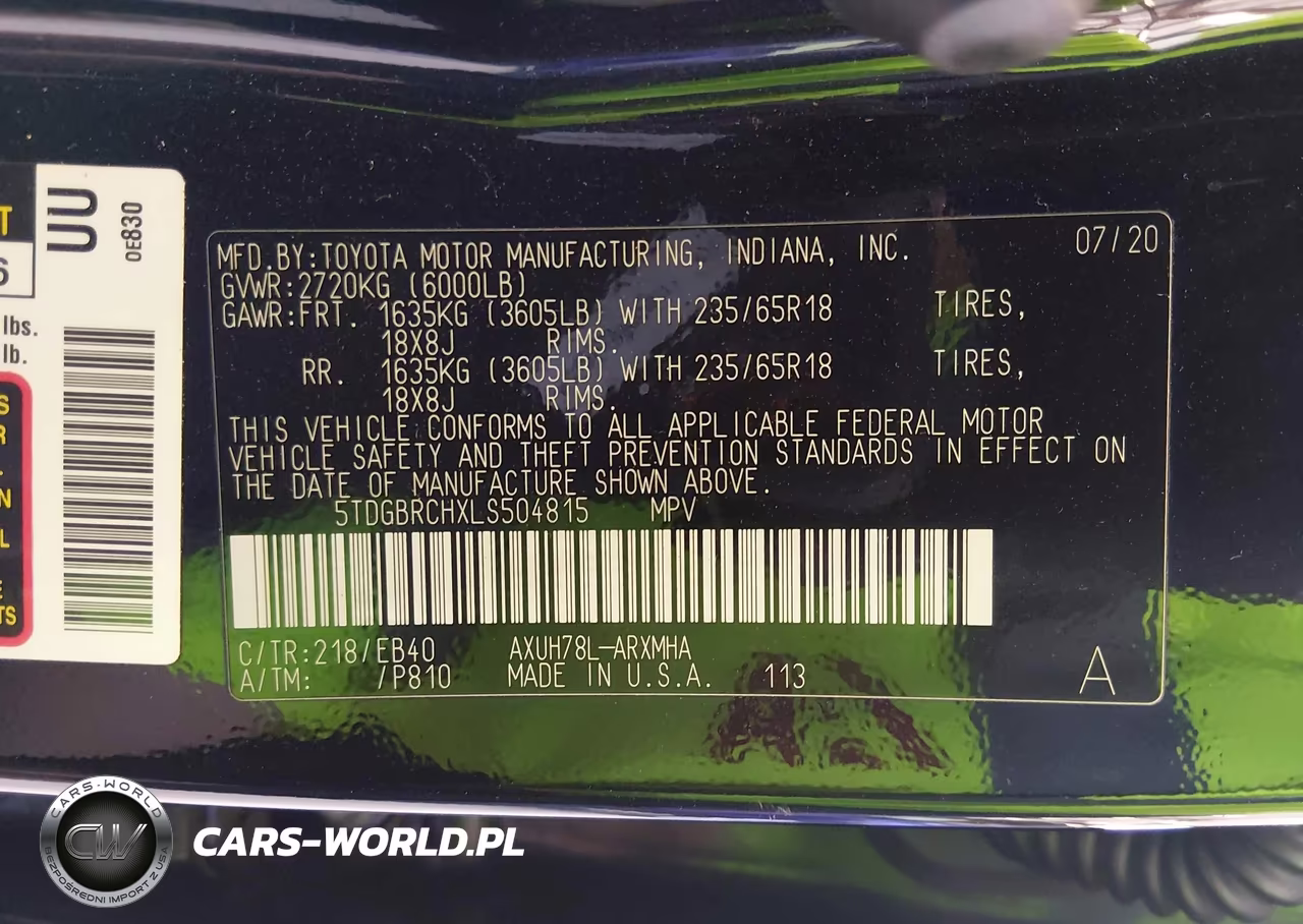 2020 Toyota Highlander Hybrid Xle VIN:5TDGBRCHXLS504815 - 9