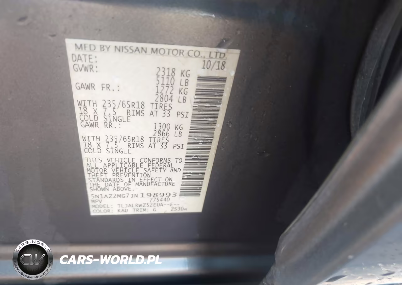 2018 Nissan Murano Sl VIN:5N1AZ2MG7JN198993 - 9