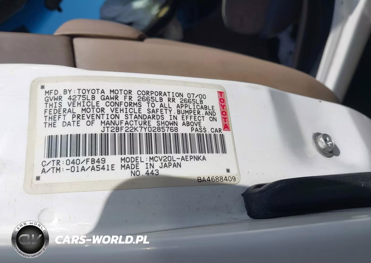 2000 Toyota Camry Le V6 VIN:JT2BF22K7Y0285768 - 9