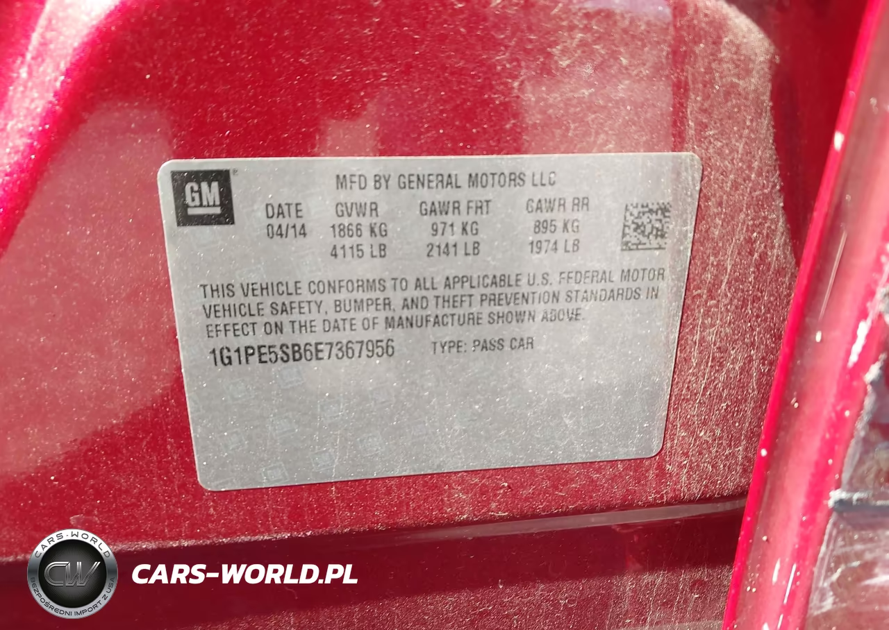 2014 Chevrolet Cruze 2Lt Auto VIN:1G1PE5SB6E7367956 - 9
