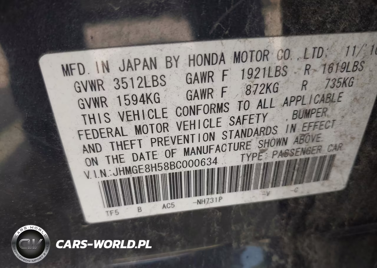 2011 Honda Fit Sport VIN:JHMGE8H58BC000634 - 9