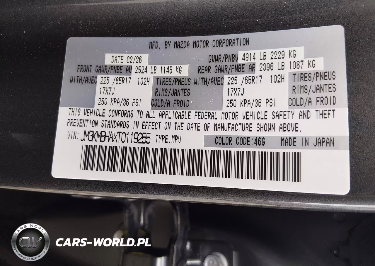 2026 Mazda Cx-5 2.5 S Select VIN:JM3KMBHAXT0119255 - 9