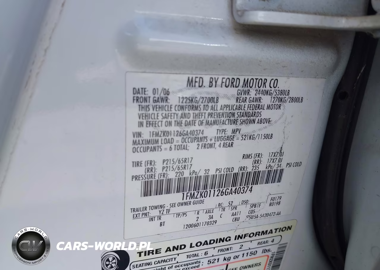 2006 Ford Freestyle VIN:1FMZK01126GA40374 - 9