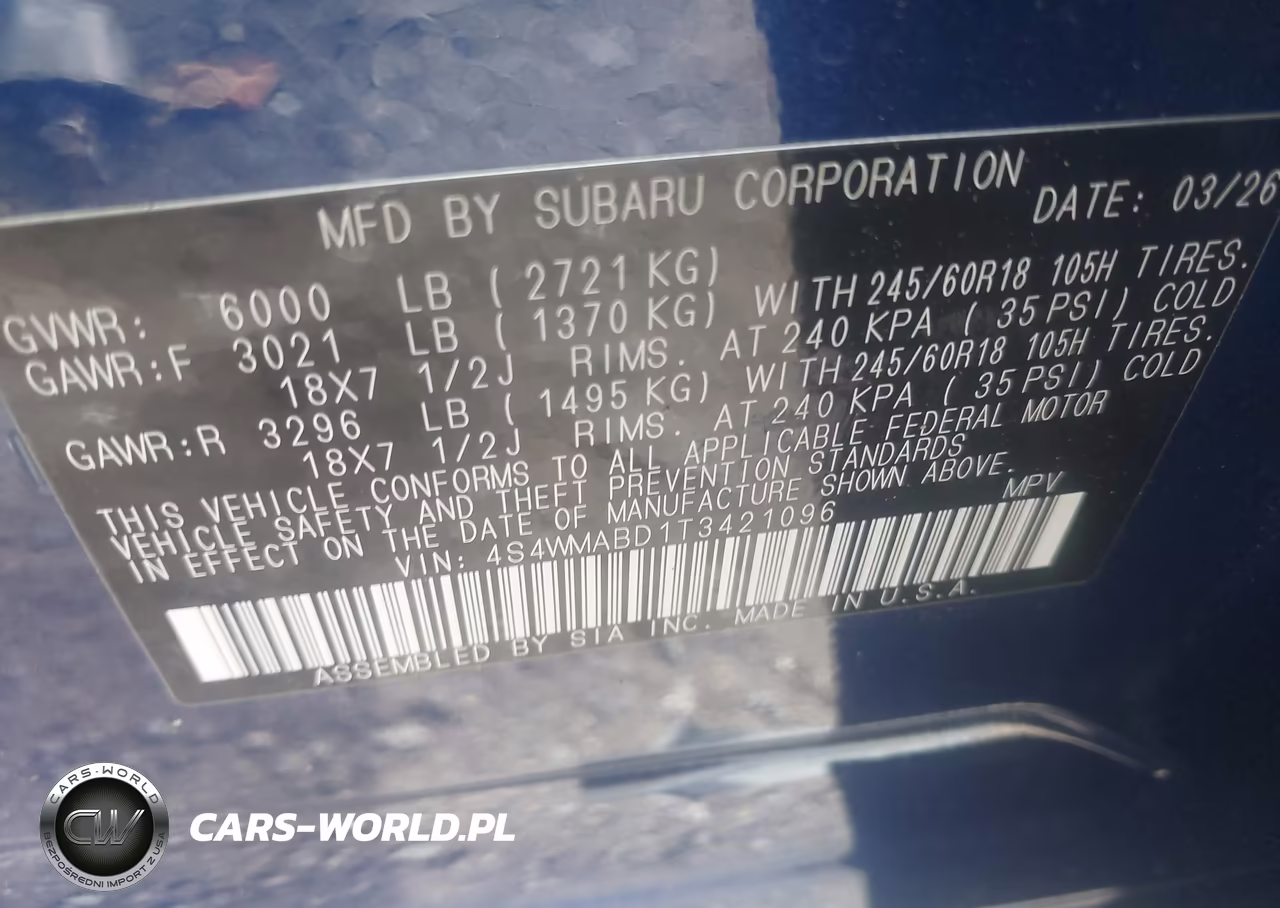 2026 Subaru Ascent Premium 7-Passenger VIN:4S4WMABD1T3421096 - 9