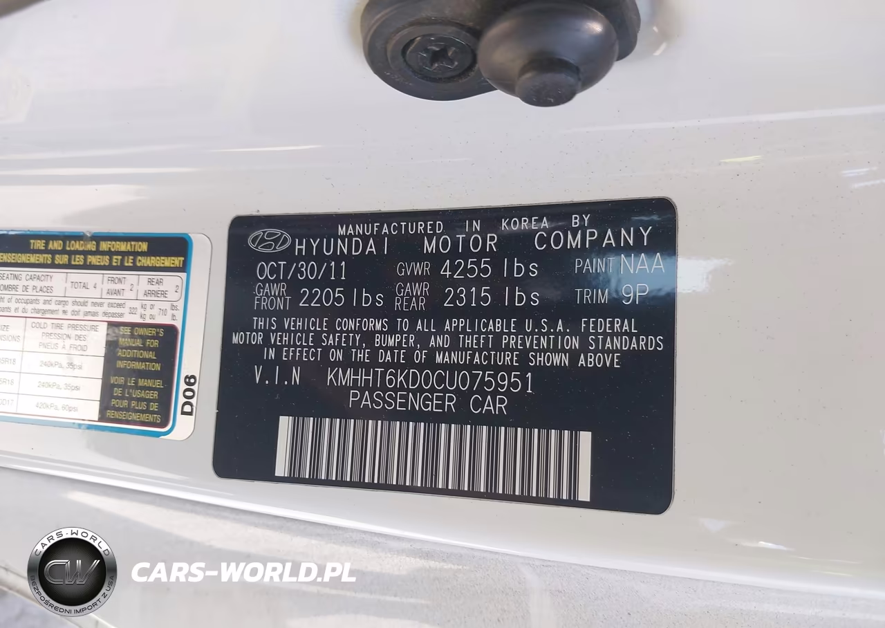 2012 Hyundai Genesis 2.0T VIN:KMHHT6KD0CU075951 - 9