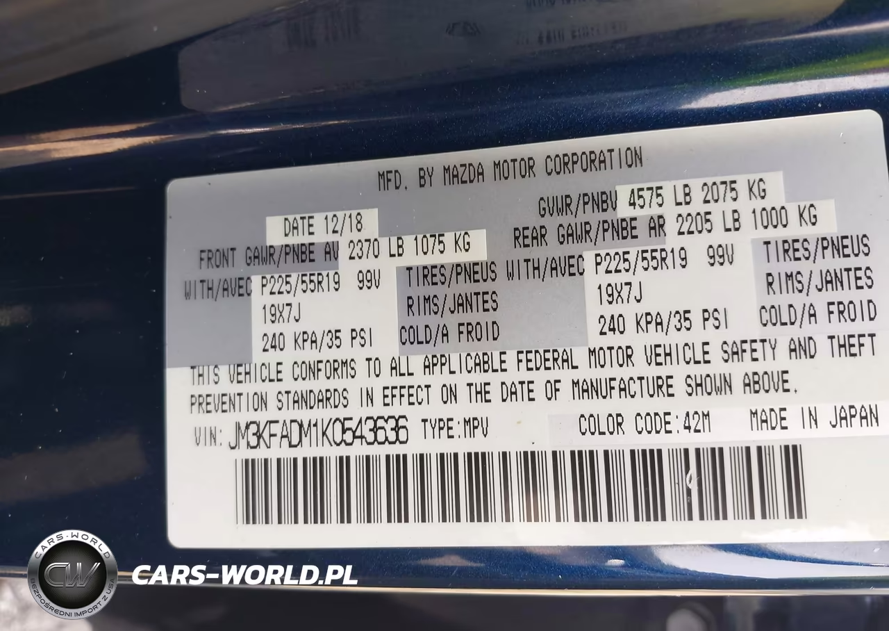 2019 Mazda Cx-5 Grand Touring VIN:JM3KFADM1K0543636 - 9