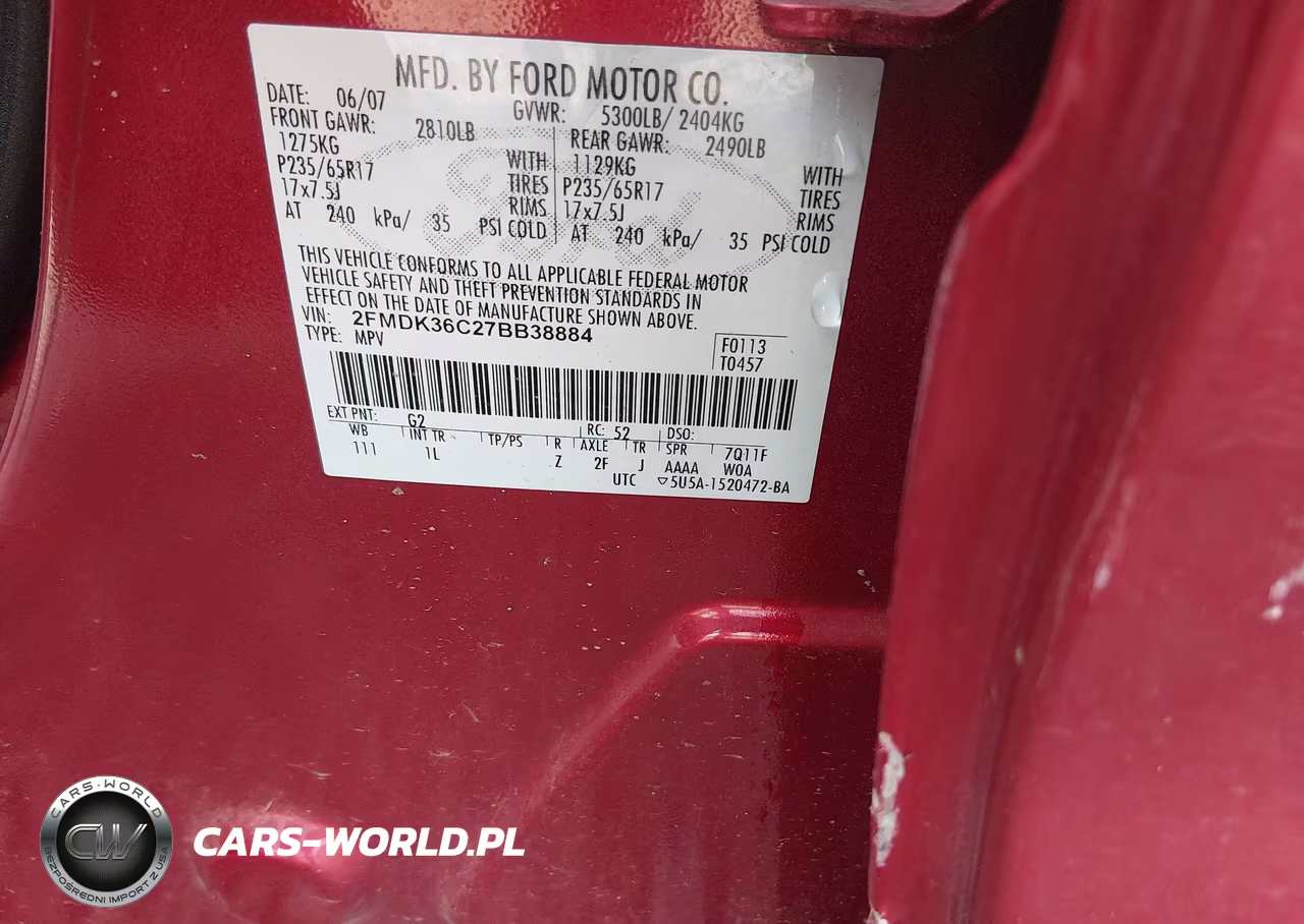 2007 Ford Edge Se VIN:2FMDK36C27BB38884 - 9