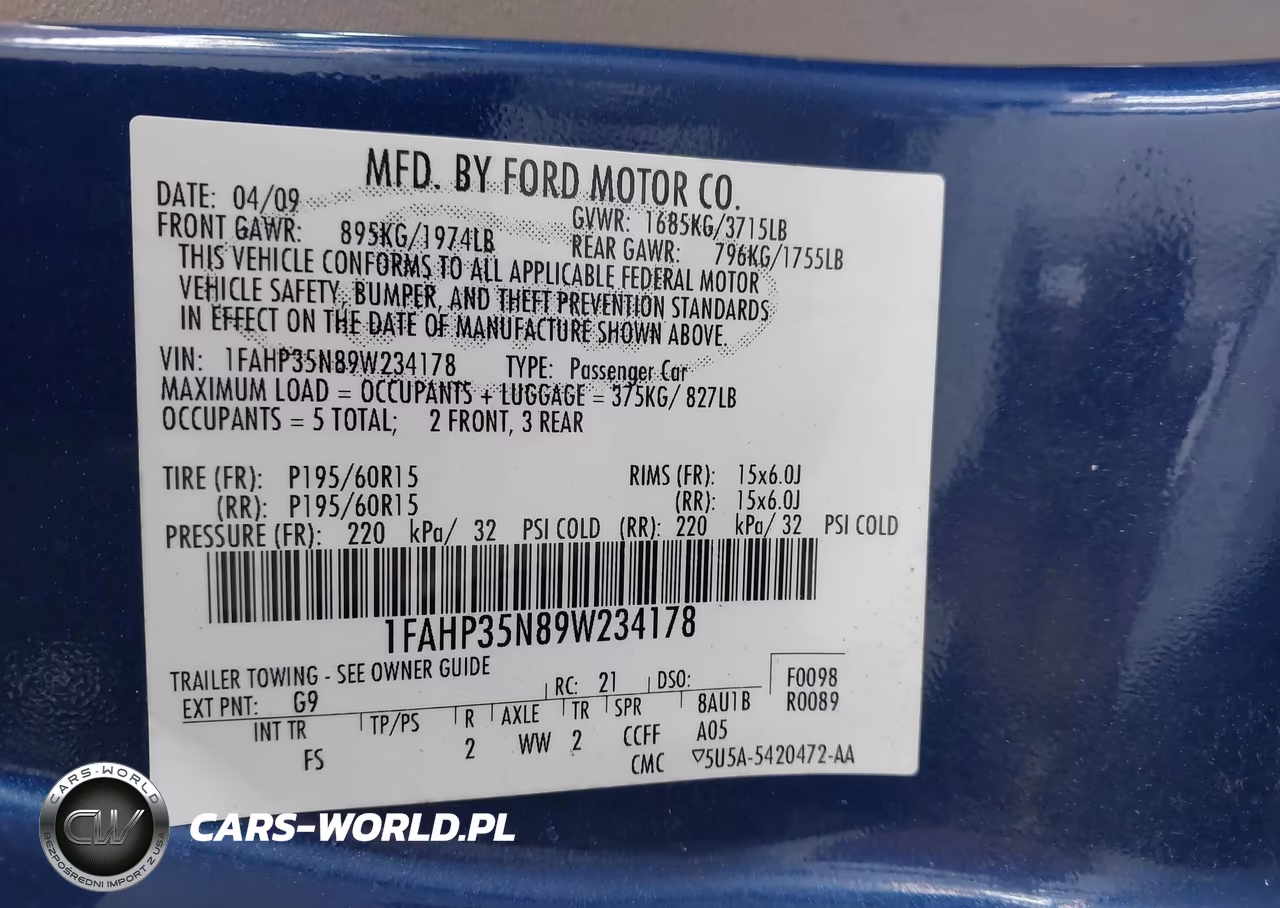 2009 Ford Focus Se VIN:1FAHP35N89W234178 - 9