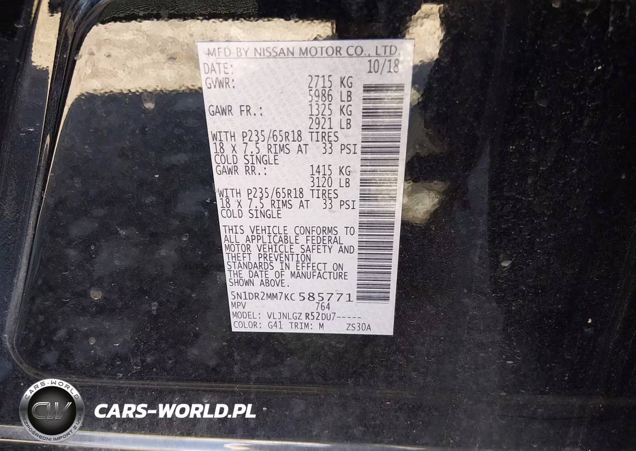 2019 Nissan Pathfinder Sl VIN:5N1DR2MM7KC585771 - 9