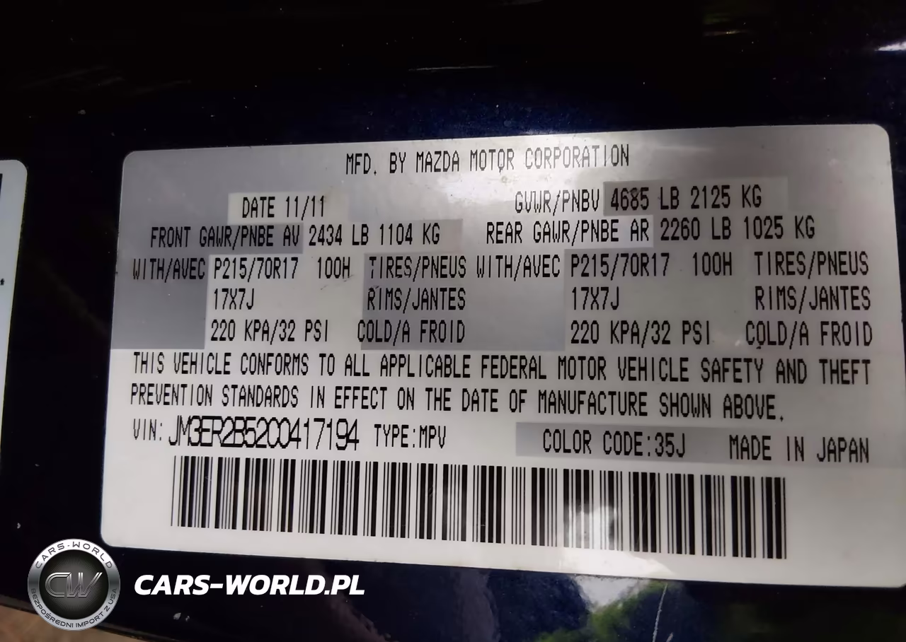 2012 Mazda Cx-7 I Sport VIN:JM3ER2B52C0417194 - 9