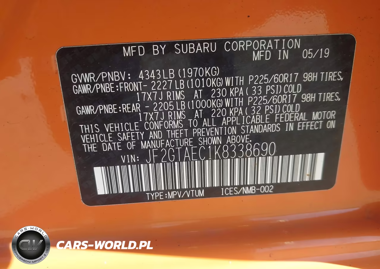 2019 Subaru Crosstrek 2.0I Premium VIN:JF2GTAEC1K8338690 - 9