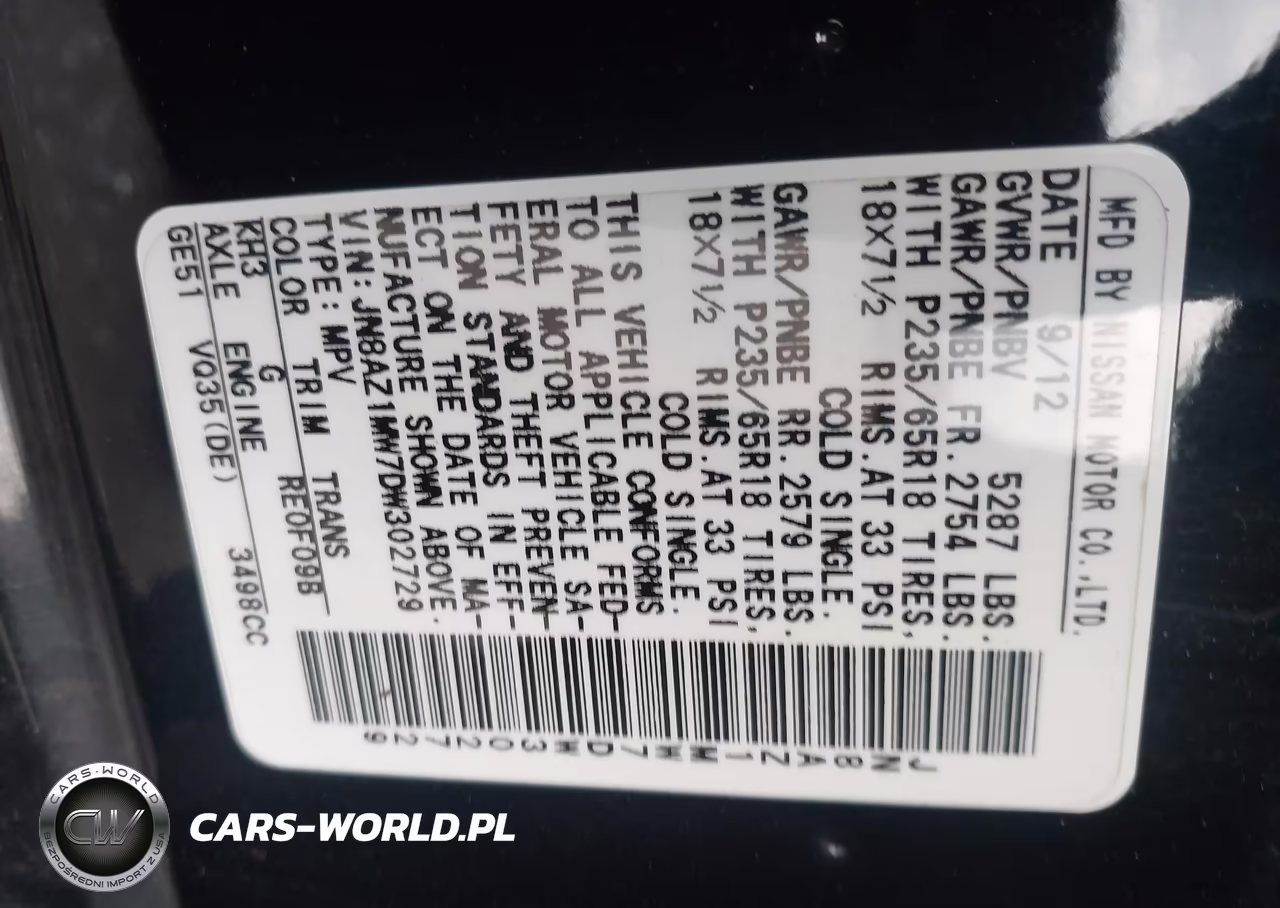 2013 Nissan Murano Sv VIN:JN8AZ1MW7DW302729 - 9